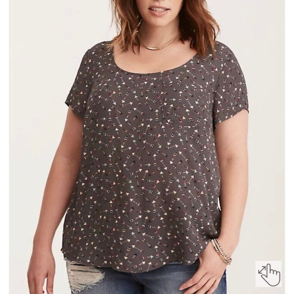 Torrid Abbey Arrow Georgette Buttoned Back Blouse
